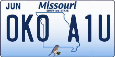 MO license plate OK0A1U