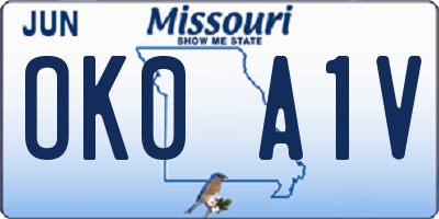 MO license plate OK0A1V