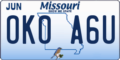 MO license plate OK0A6U