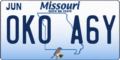 MO license plate OK0A6Y