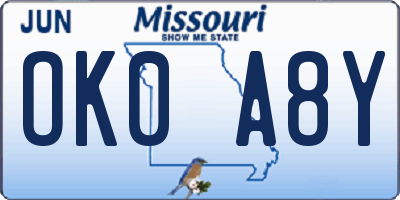 MO license plate OK0A8Y