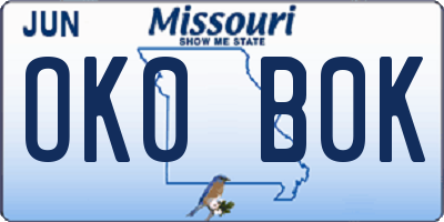 MO license plate OK0B0K