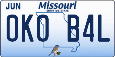 MO license plate OK0B4L