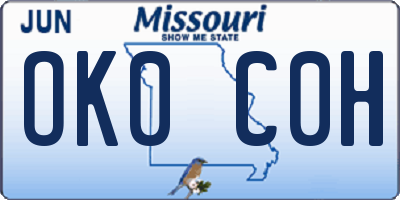 MO license plate OK0C0H