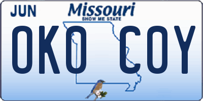 MO license plate OK0C0Y
