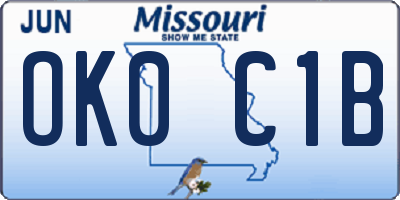 MO license plate OK0C1B