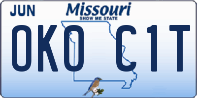 MO license plate OK0C1T