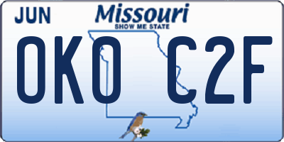 MO license plate OK0C2F