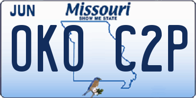 MO license plate OK0C2P