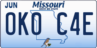 MO license plate OK0C4E