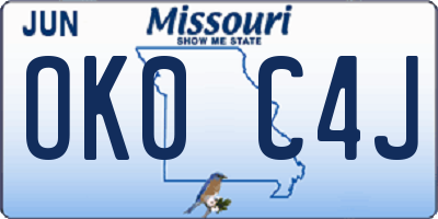 MO license plate OK0C4J