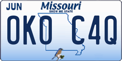 MO license plate OK0C4Q