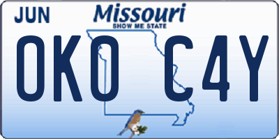 MO license plate OK0C4Y