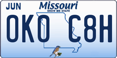 MO license plate OK0C8H