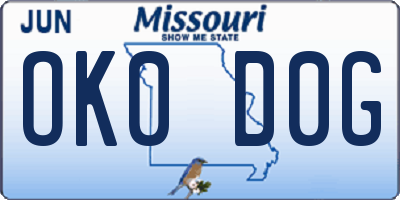 MO license plate OK0D0G