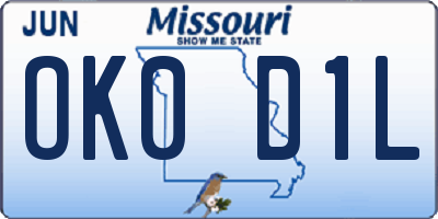 MO license plate OK0D1L
