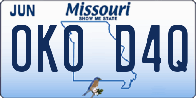 MO license plate OK0D4Q