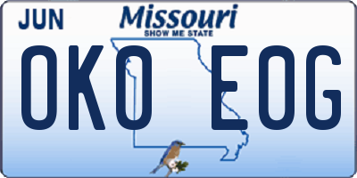 MO license plate OK0E0G