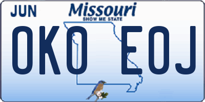 MO license plate OK0E0J