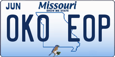 MO license plate OK0E0P