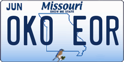 MO license plate OK0E0R