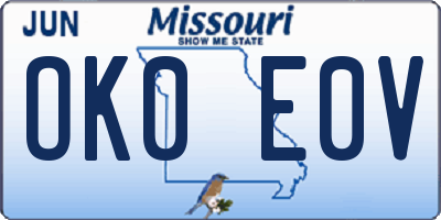 MO license plate OK0E0V