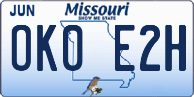 MO license plate OK0E2H