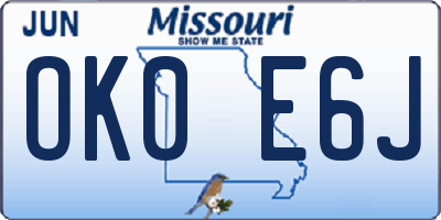 MO license plate OK0E6J