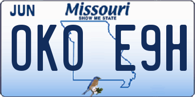 MO license plate OK0E9H