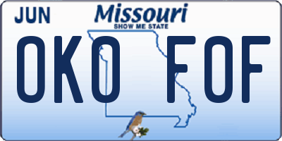 MO license plate OK0F0F
