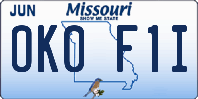 MO license plate OK0F1I
