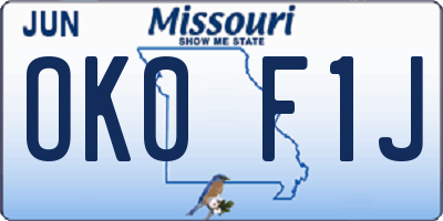 MO license plate OK0F1J