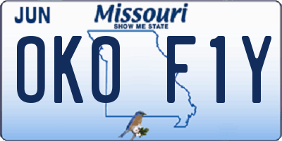 MO license plate OK0F1Y