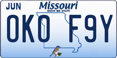 MO license plate OK0F9Y