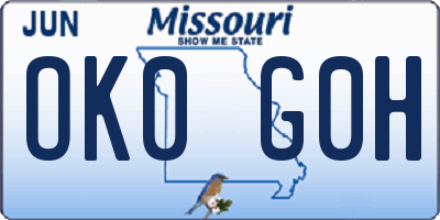 MO license plate OK0G0H