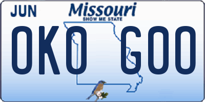 MO license plate OK0G0O