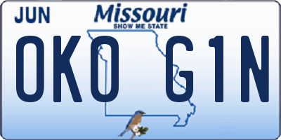 MO license plate OK0G1N