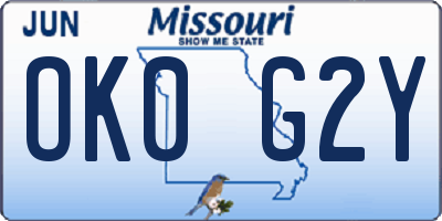 MO license plate OK0G2Y