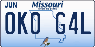 MO license plate OK0G4L