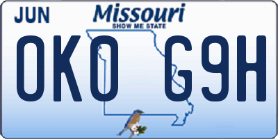 MO license plate OK0G9H