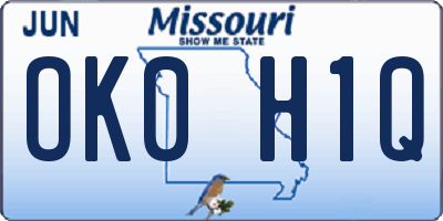 MO license plate OK0H1Q
