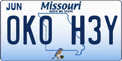 MO license plate OK0H3Y