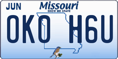 MO license plate OK0H6U