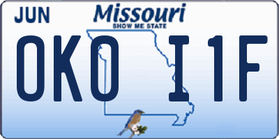 MO license plate OK0I1F
