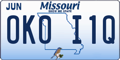 MO license plate OK0I1Q