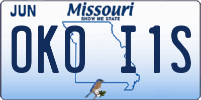 MO license plate OK0I1S