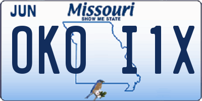 MO license plate OK0I1X