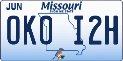 MO license plate OK0I2H