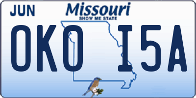 MO license plate OK0I5A