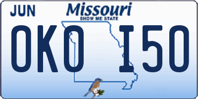 MO license plate OK0I5O